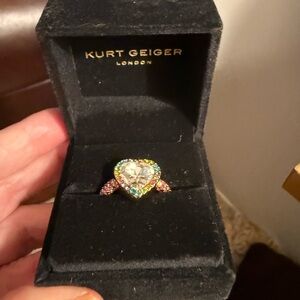 Kurt Geiger London Rainbow Heart Ring Size 7